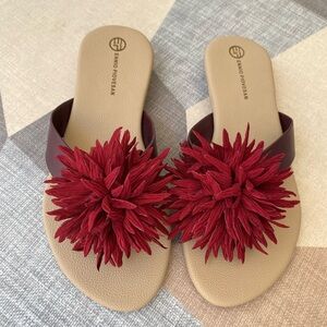 Burgundy Floral Sandals